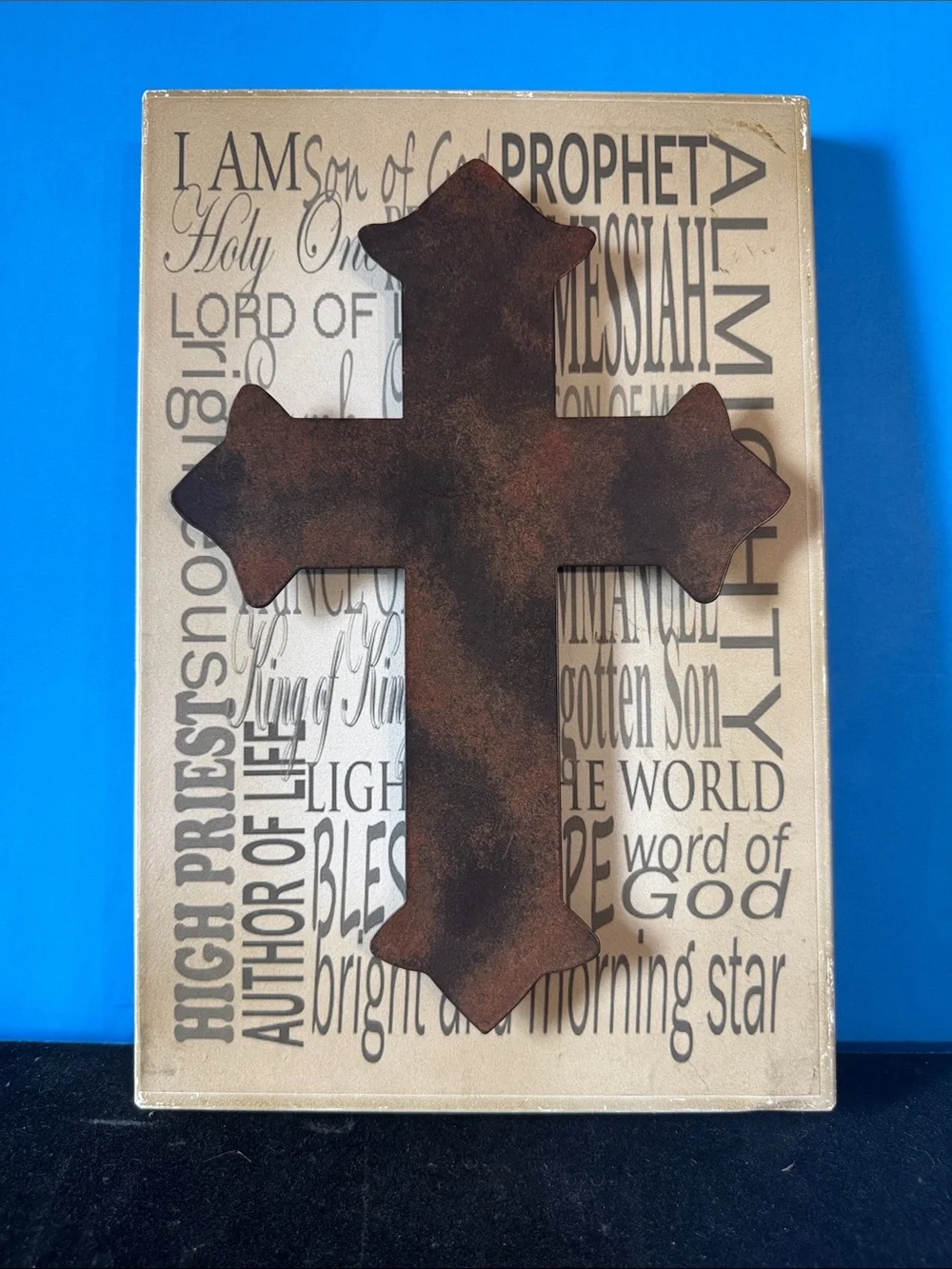 Vintage Rustic Brown Cross Wall Plaque - Home Wall Decor